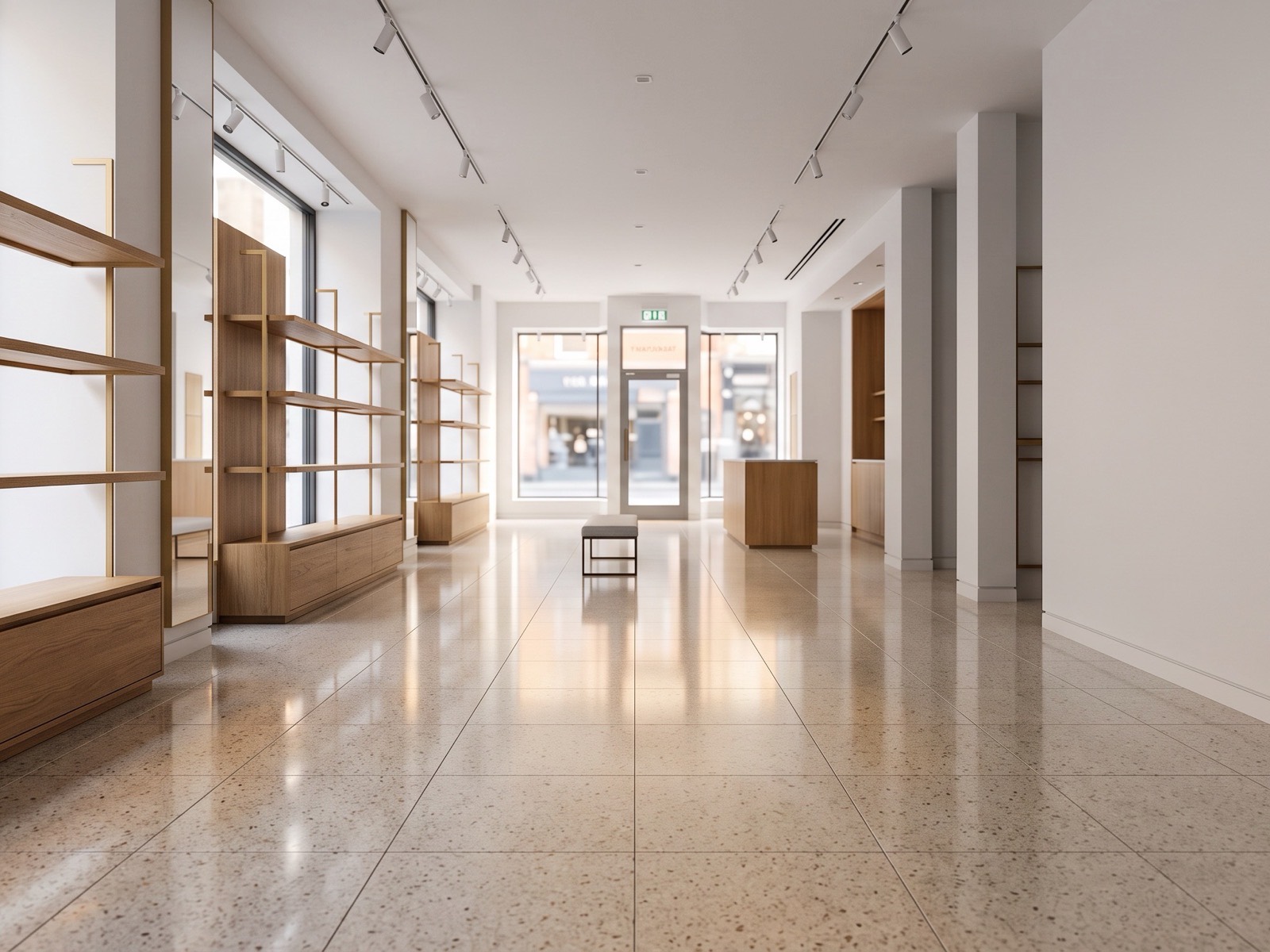Retail cleaning on a shop floor before opening